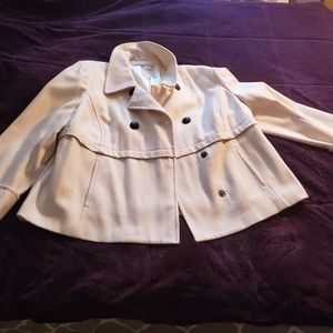 White plus size wool coat